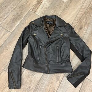 Isabella Lucca Brown Leather Motorcycle Jacket Brown Leather Size small